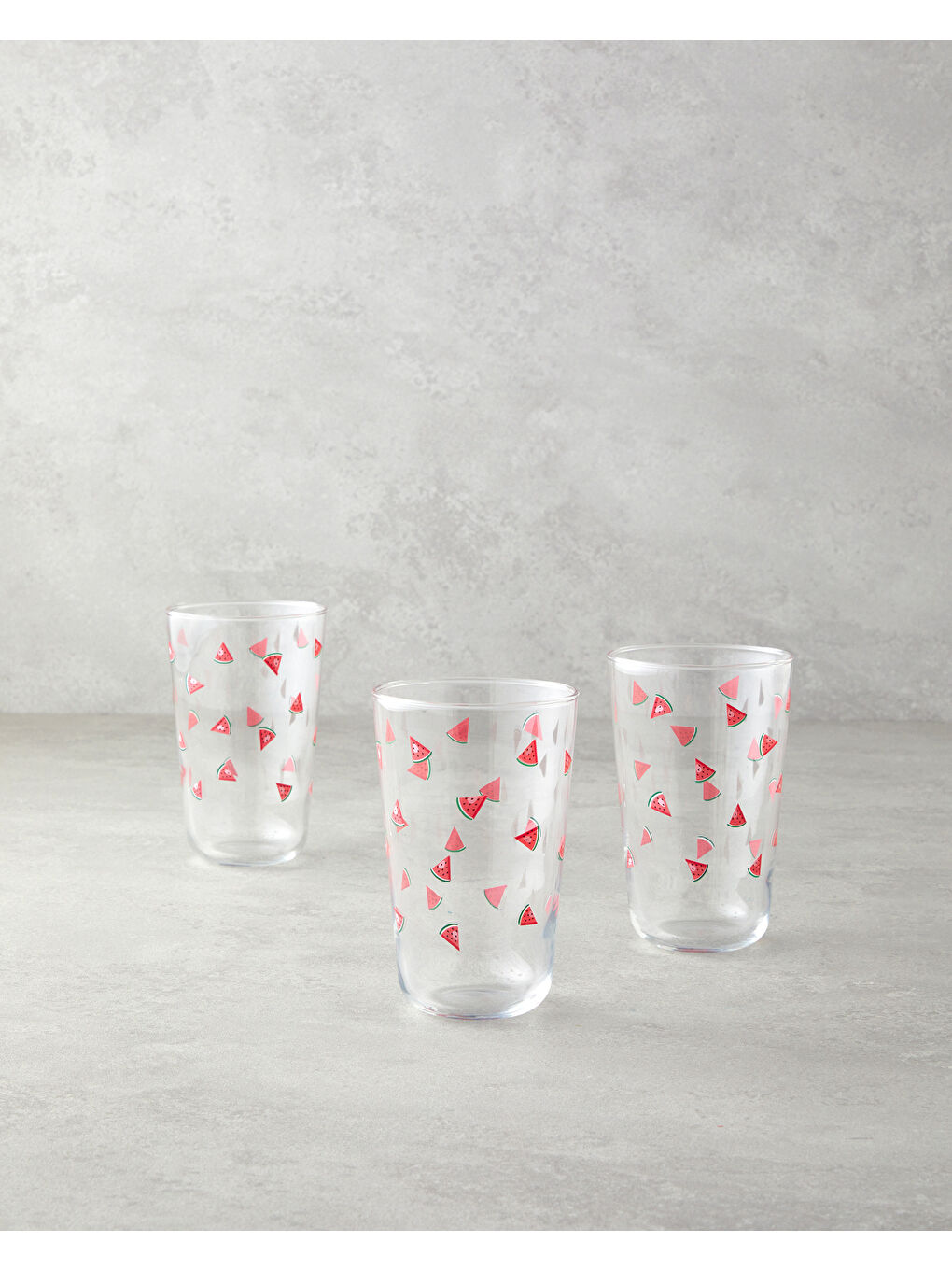 Watermellies Cam 3'lü Bardak 400 ml Kırmızı