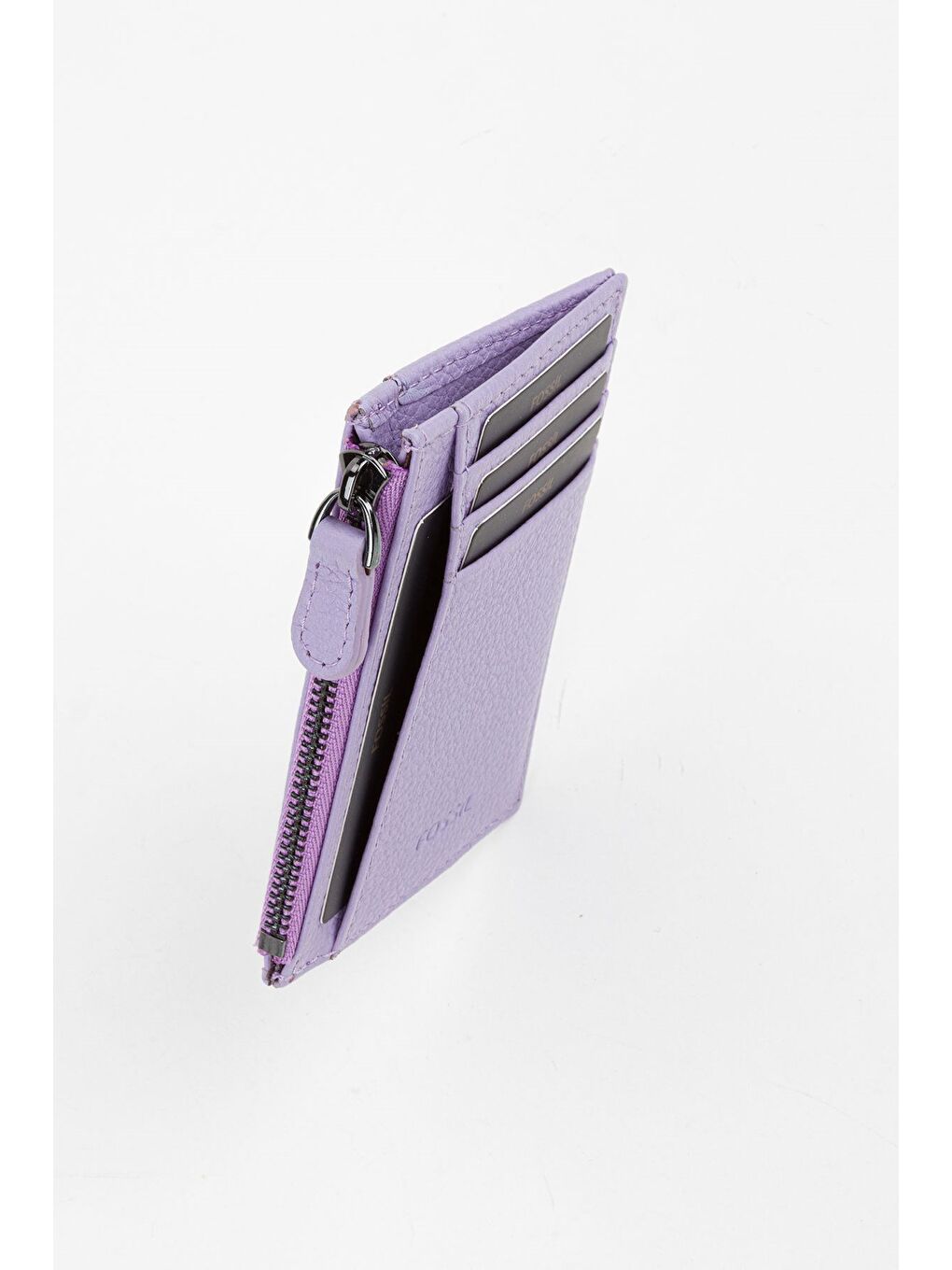 Lila Kutulu Hakiki Deri Fermuar Detaylı Kırmızı Unisex El Portföyü Kartlık Cüzdan-4