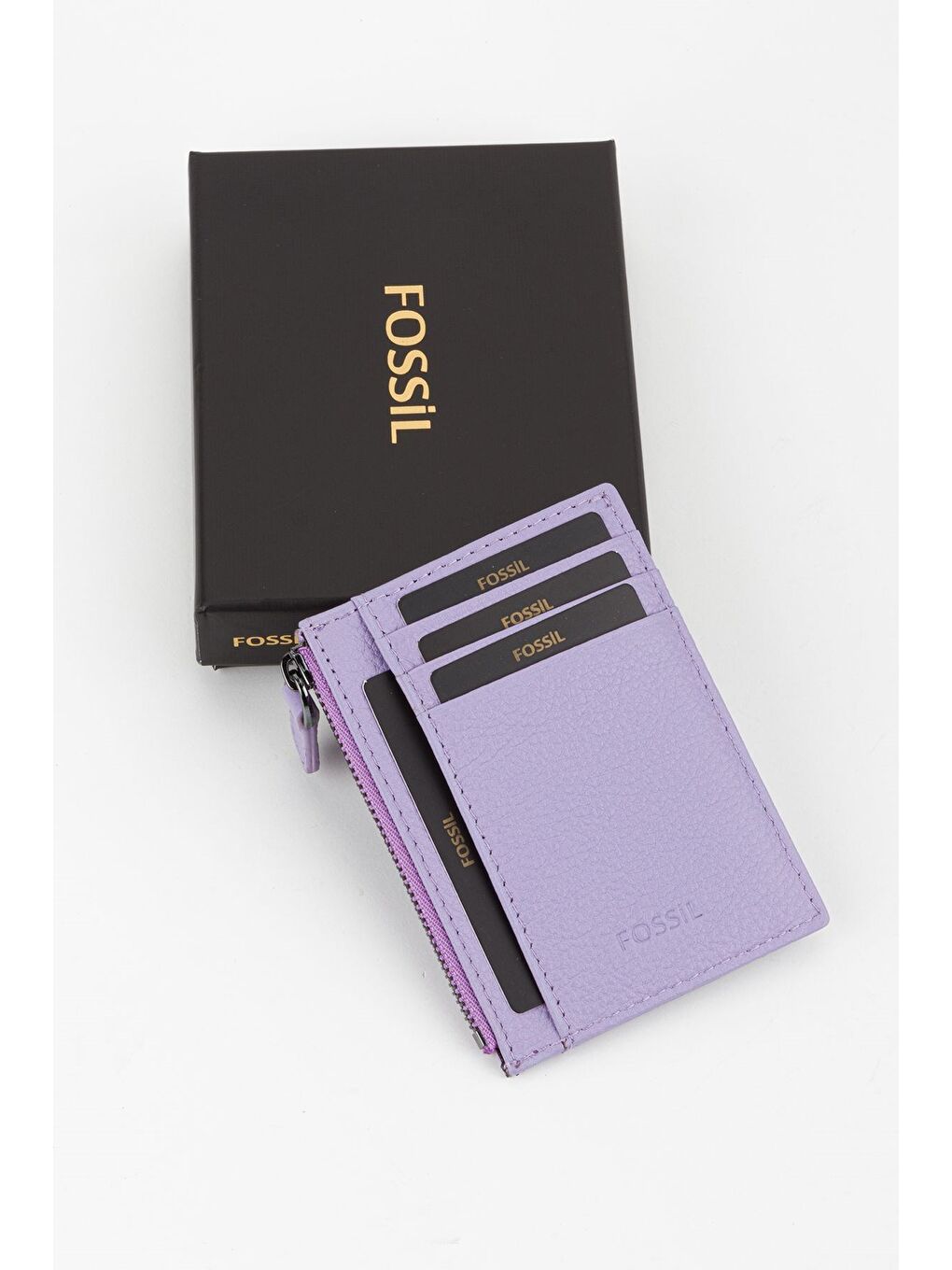 Lila Kutulu Hakiki Deri Fermuar Detaylı Kırmızı Unisex El Portföyü Kartlık Cüzdan-6