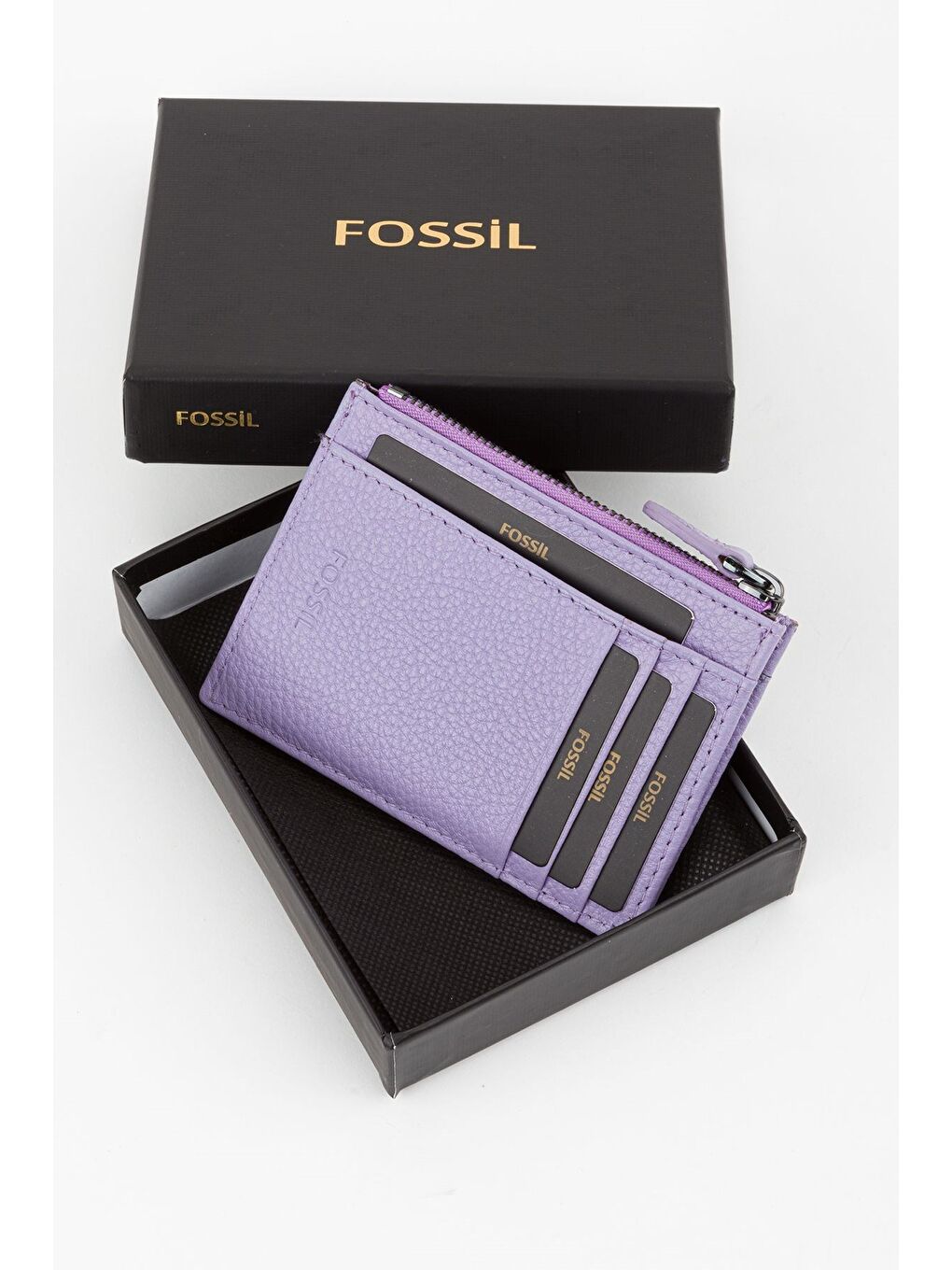 Lila Kutulu Hakiki Deri Fermuar Detaylı Kırmızı Unisex El Portföyü Kartlık Cüzdan-7