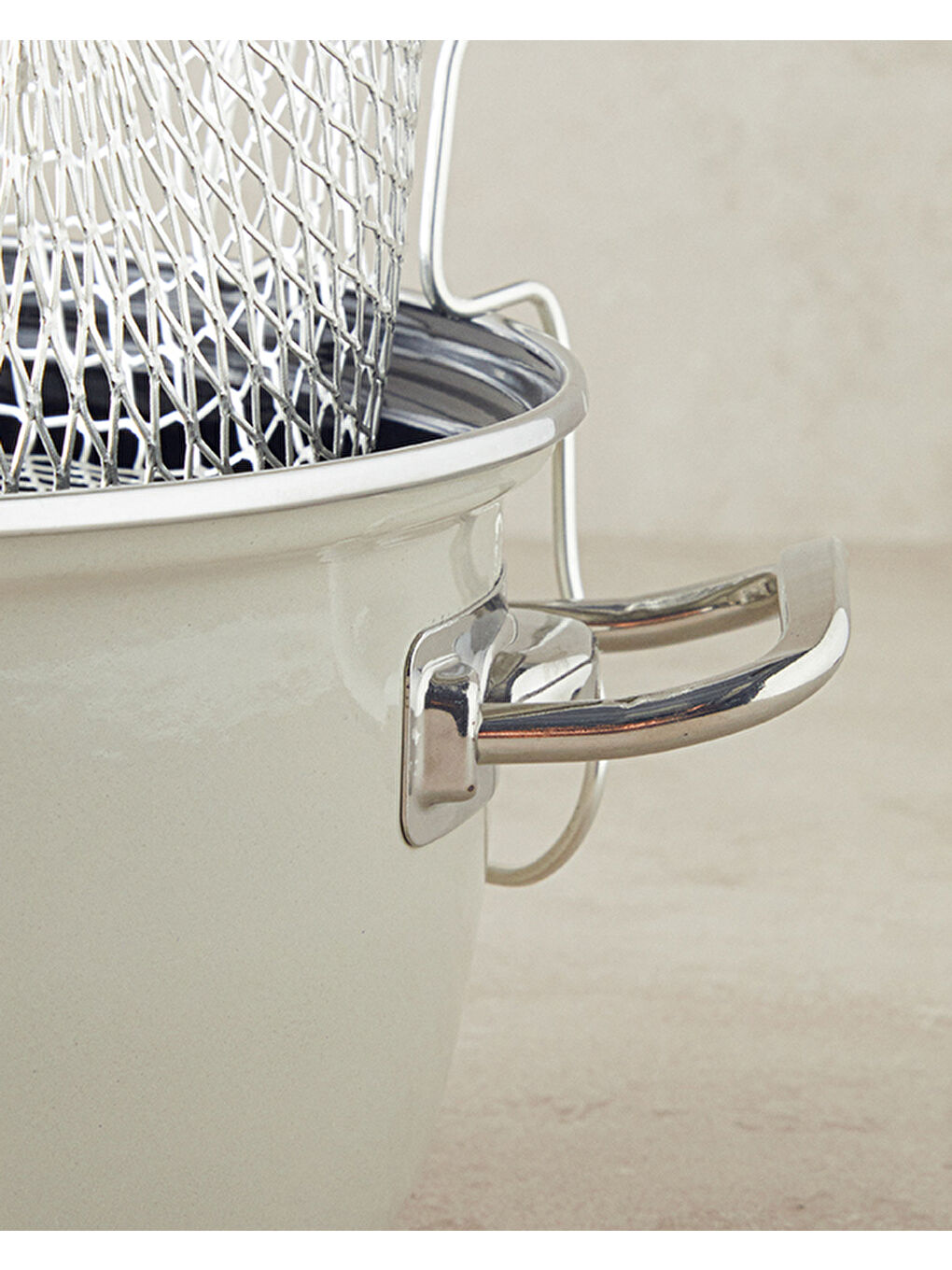 Sartagi Emaye Kızartma Tenceresi 22 Cm Bej-2