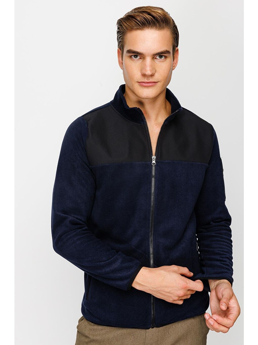 Erkek Lacivert Tam Fermuar Polar-2