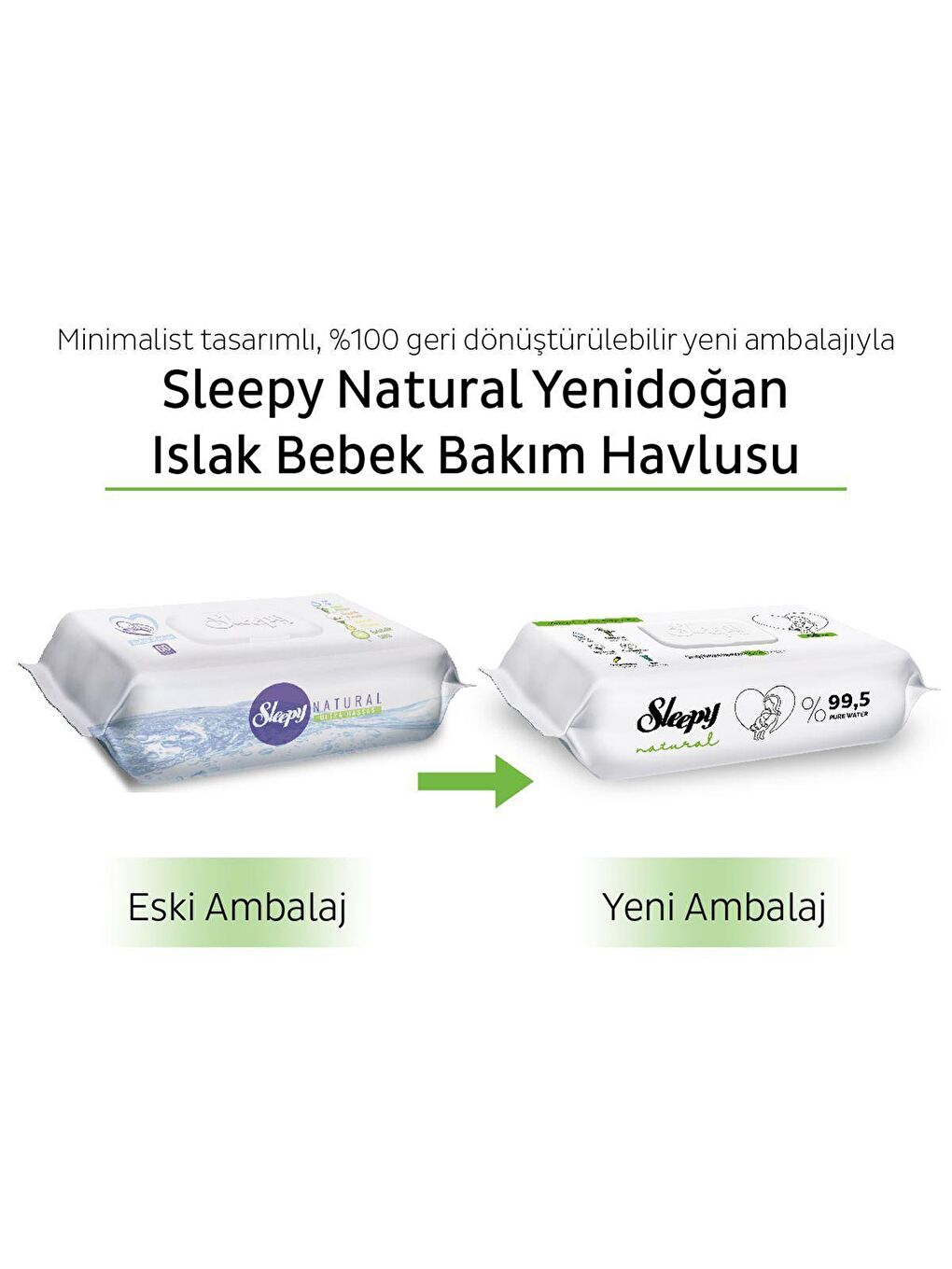 Sleepy Beyaz Natural Yenidoğan Islak Bebek Bakım Havlusu 24x90 (2160 Yaprak) - 6