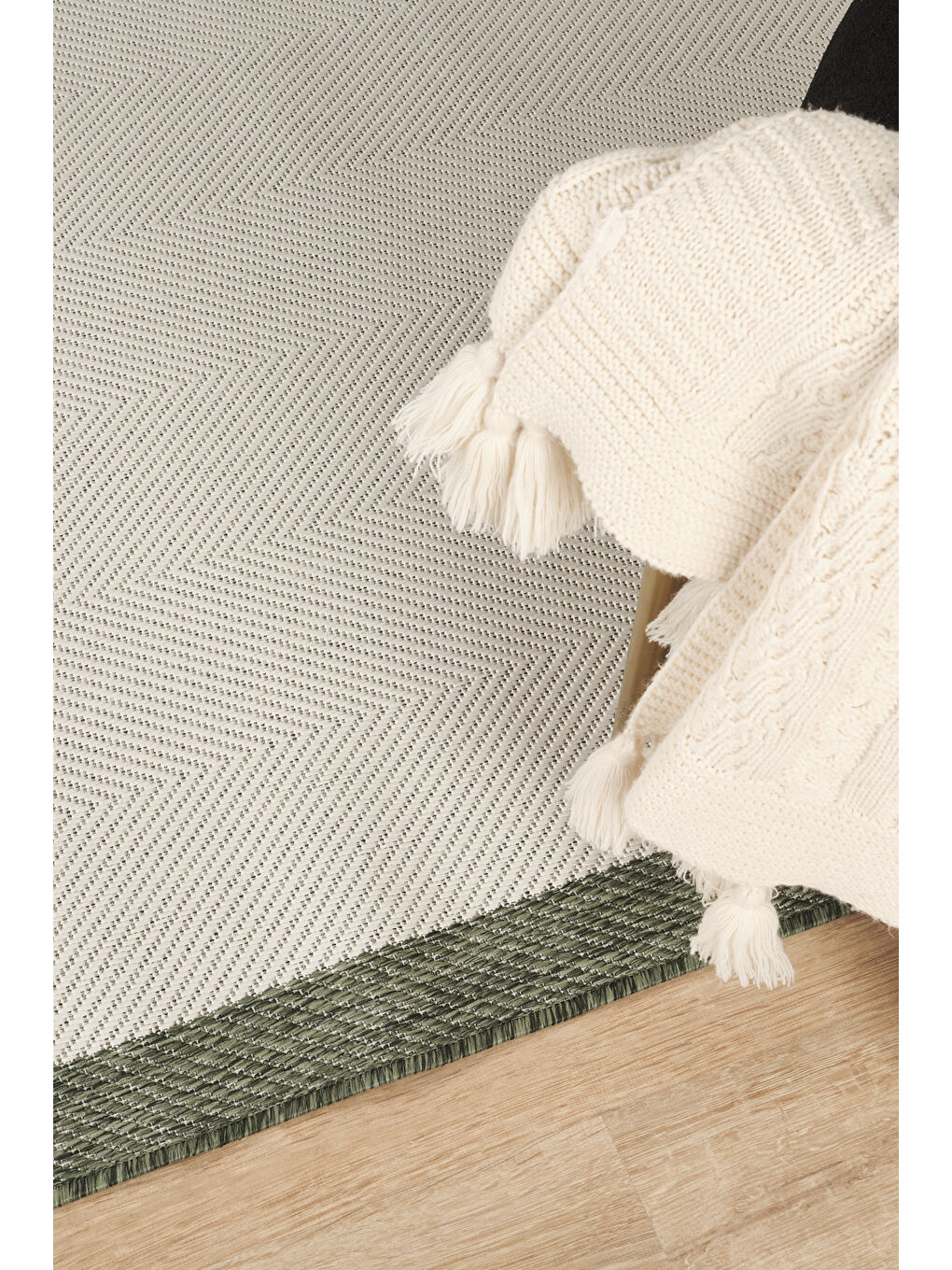 Ekru Sisalux 3090 Krem Yeşil Sisal Dokuma Jüt Kilim Hav Toz Vermez Halı Salon Mutfak Oda Halısı-160x230-1