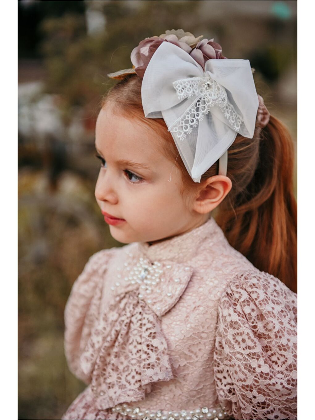 Pembe Özel Tasarım Kız Çocuk Elbise ,Taç Aksesuarlı, Dantel Doğum Günü Elbisesi, Çocuk Abiye_M2376-1