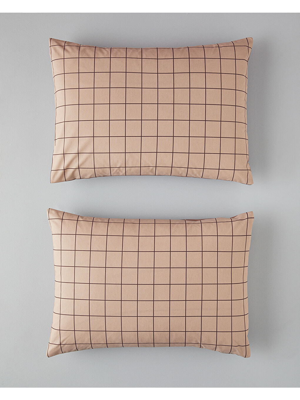Plain Check Çift Taraflı Kolay Ütülenir 2'li Yastık Kılıfı 50x70 cm Açık Mürdüm