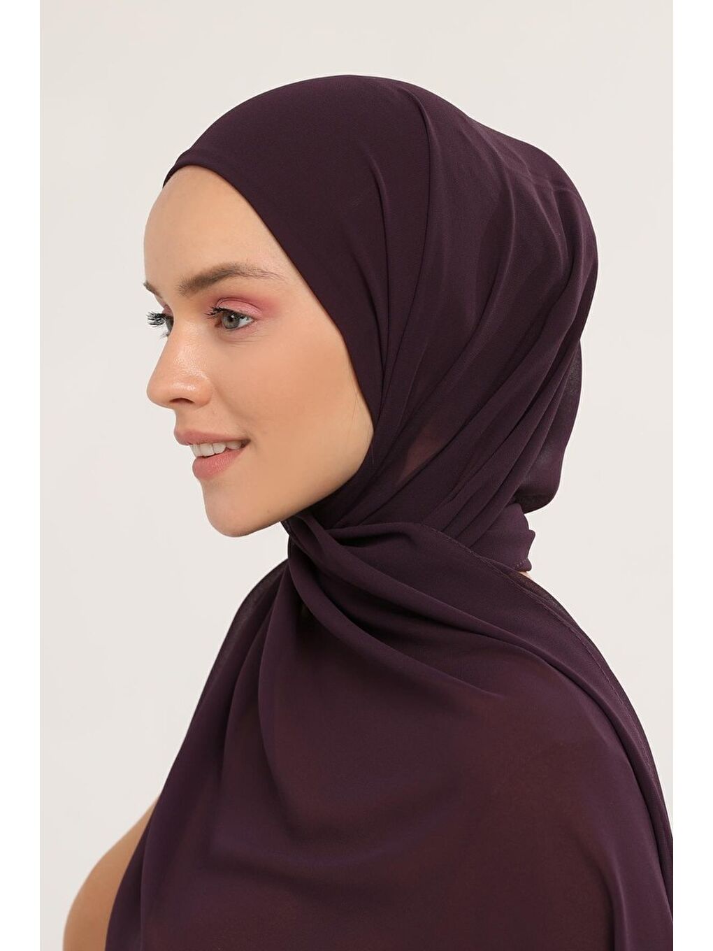 Mürdüm Hazır Pratik Lüks Boru Boneli Şifon Şal-1