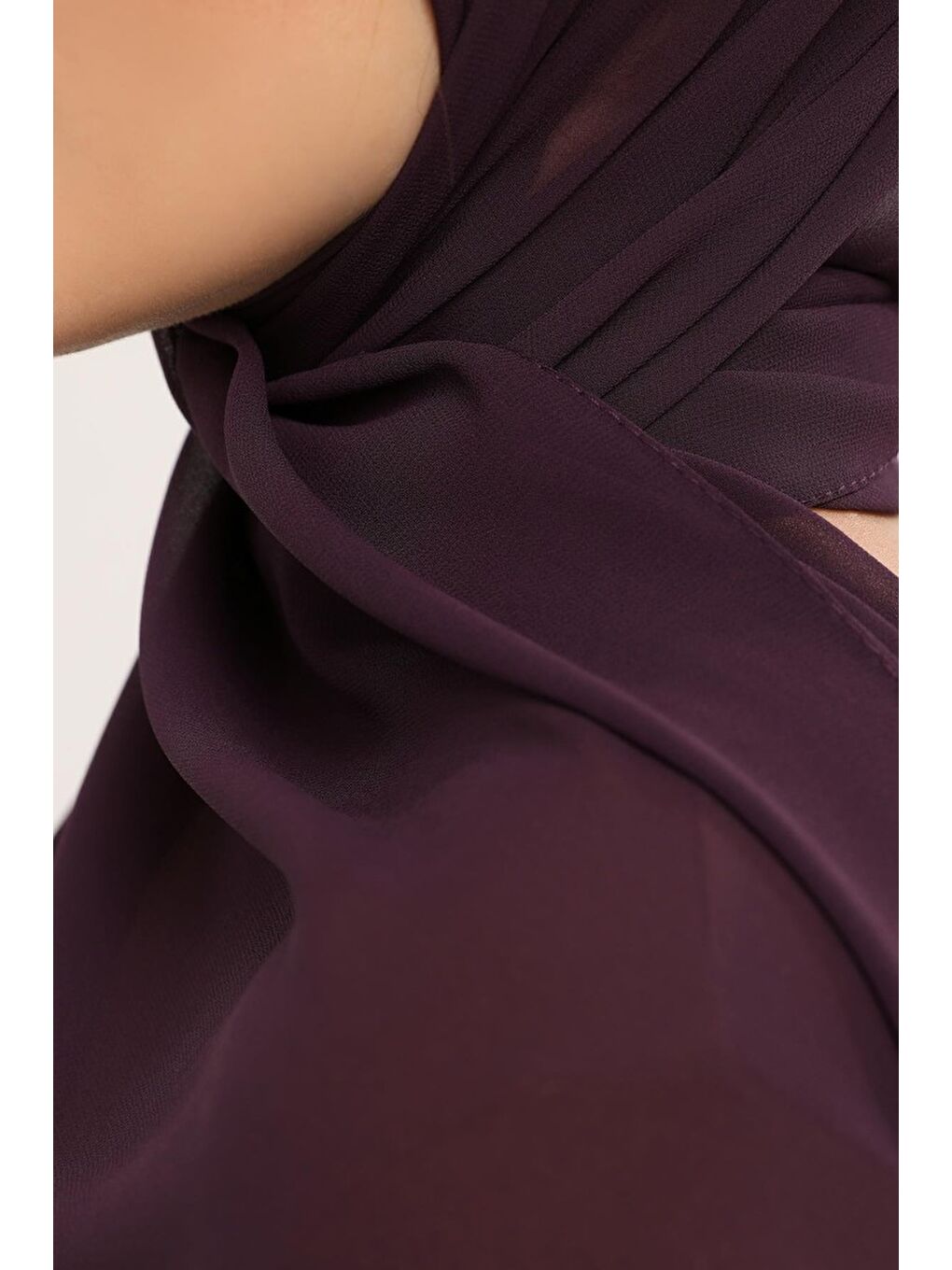 Mürdüm Hazır Pratik Lüks Boru Boneli Şifon Şal-3