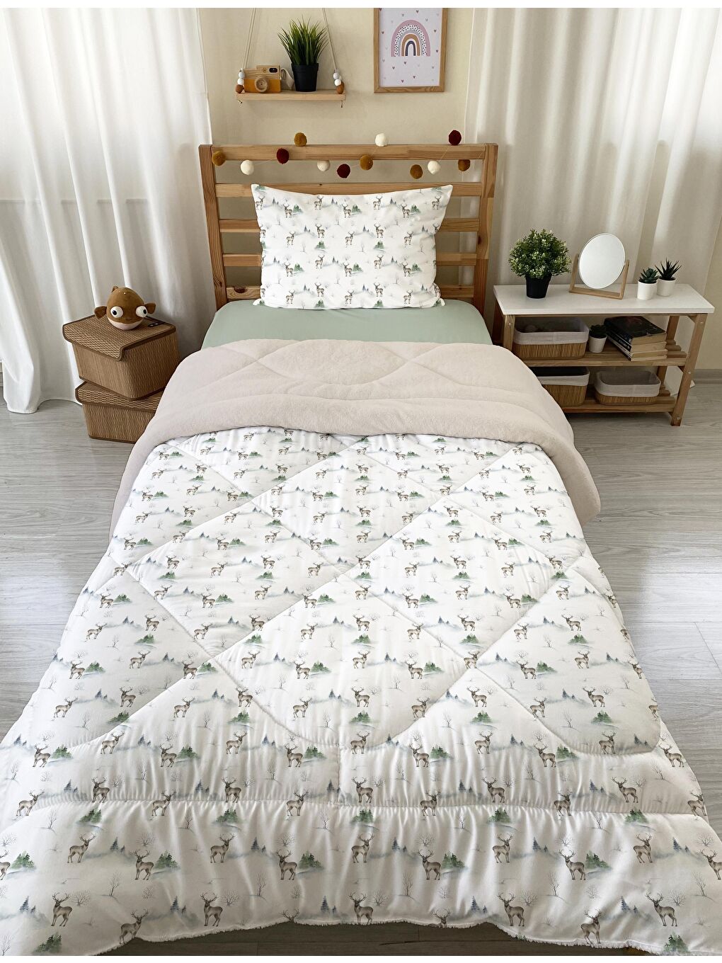 Karışık Tek Kişilik 160x220 cm Welsoft Çift Taraflı Silikon Yorgan Ve Uyku Seti-2