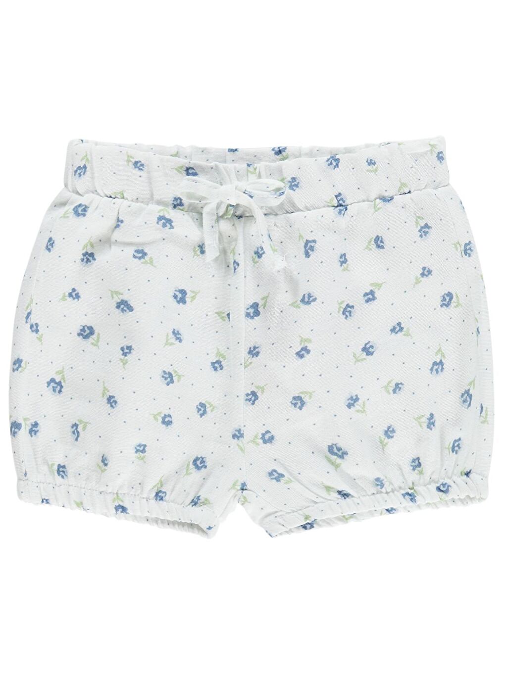 Baby Paça Büzgülü Çiçek Empirme 6-18 Ay Şort - Beyaz 6-9 Ay