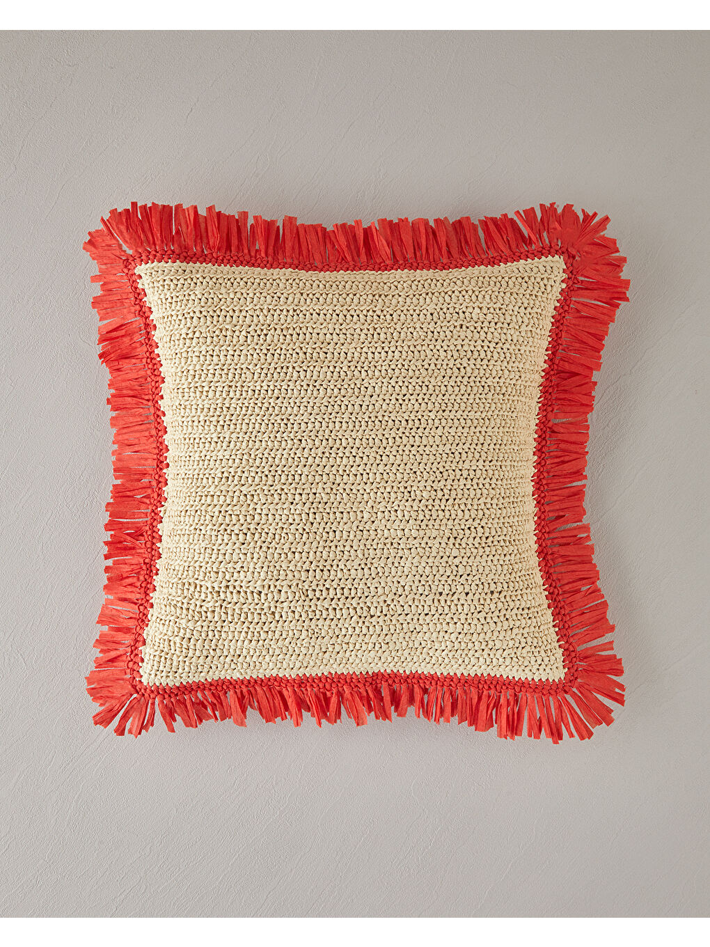 Bej Arzu Sabancı Roso Hasır Dekoratif Kırlent Naturel