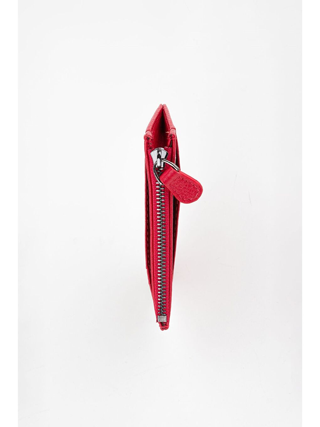 Kutulu Hakiki Deri Fermuar Detaylı Kırmızı Unisex El Portföyü Kartlık Cüzdan-3