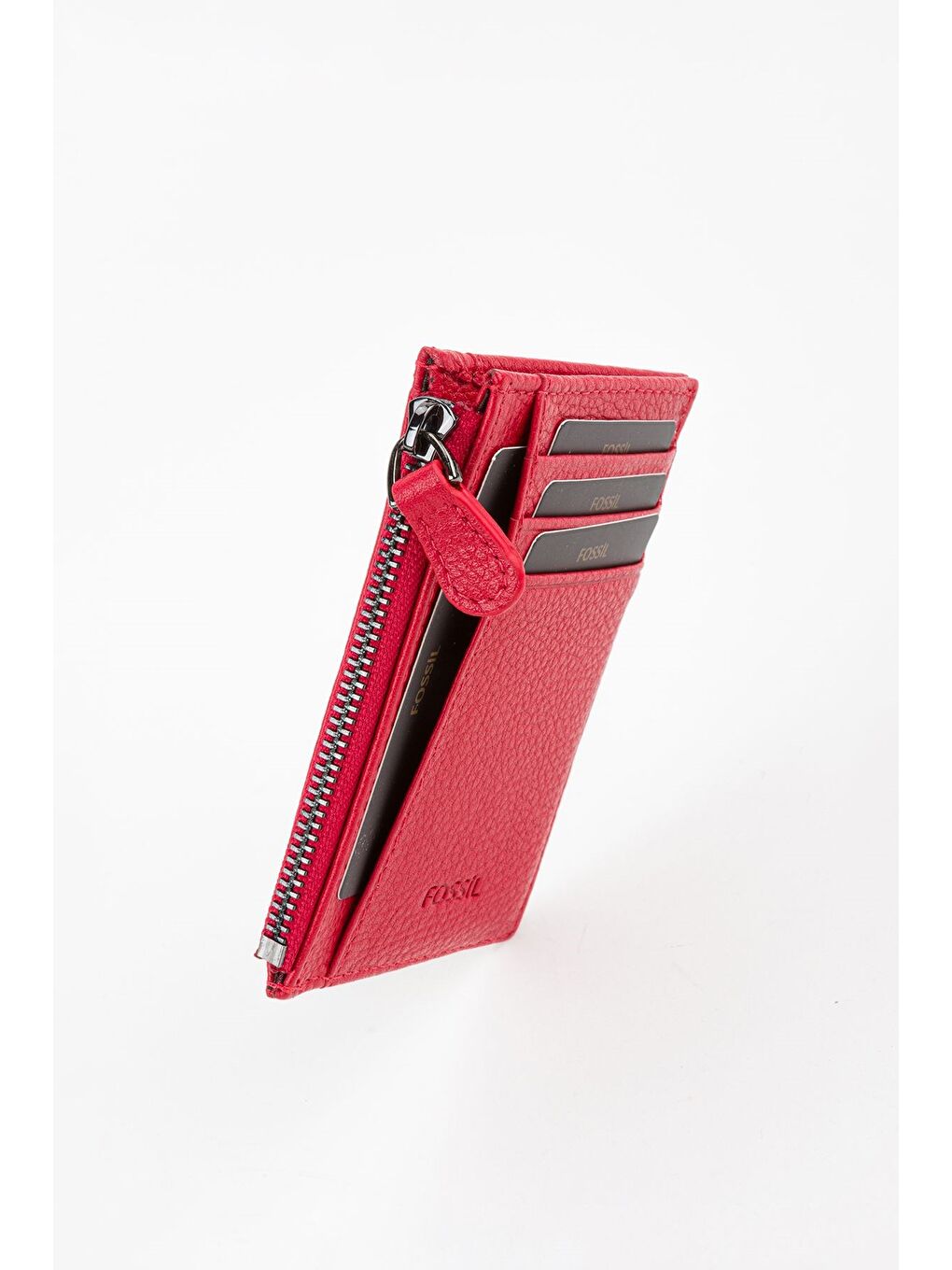 Kutulu Hakiki Deri Fermuar Detaylı Kırmızı Unisex El Portföyü Kartlık Cüzdan-4