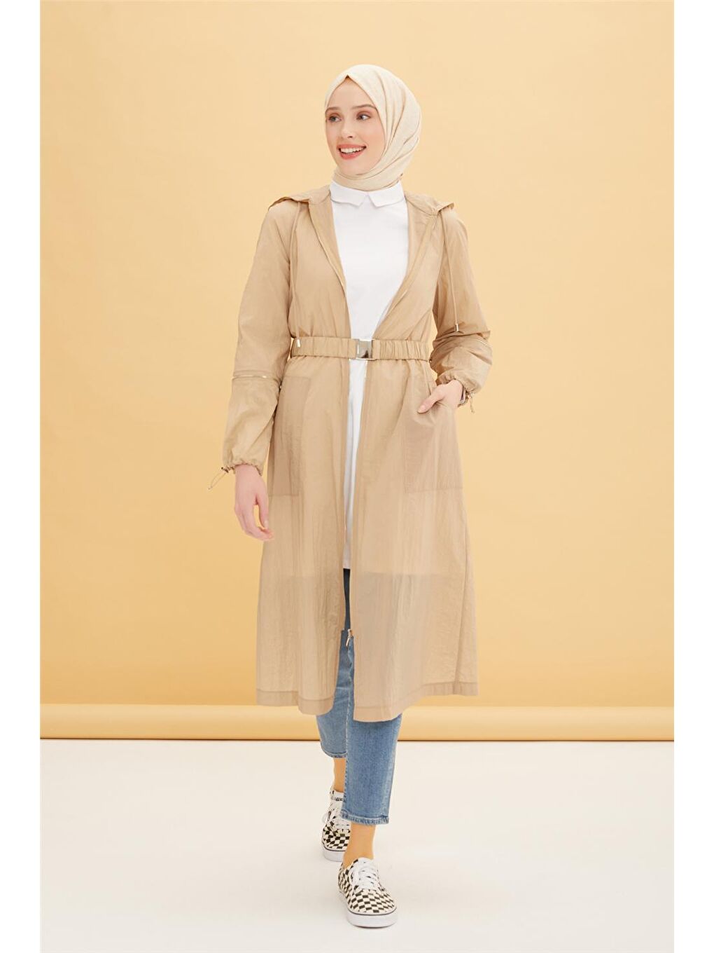 Sarı Kolu Çıkabilir Yağmurluk Kap 22K7615-1