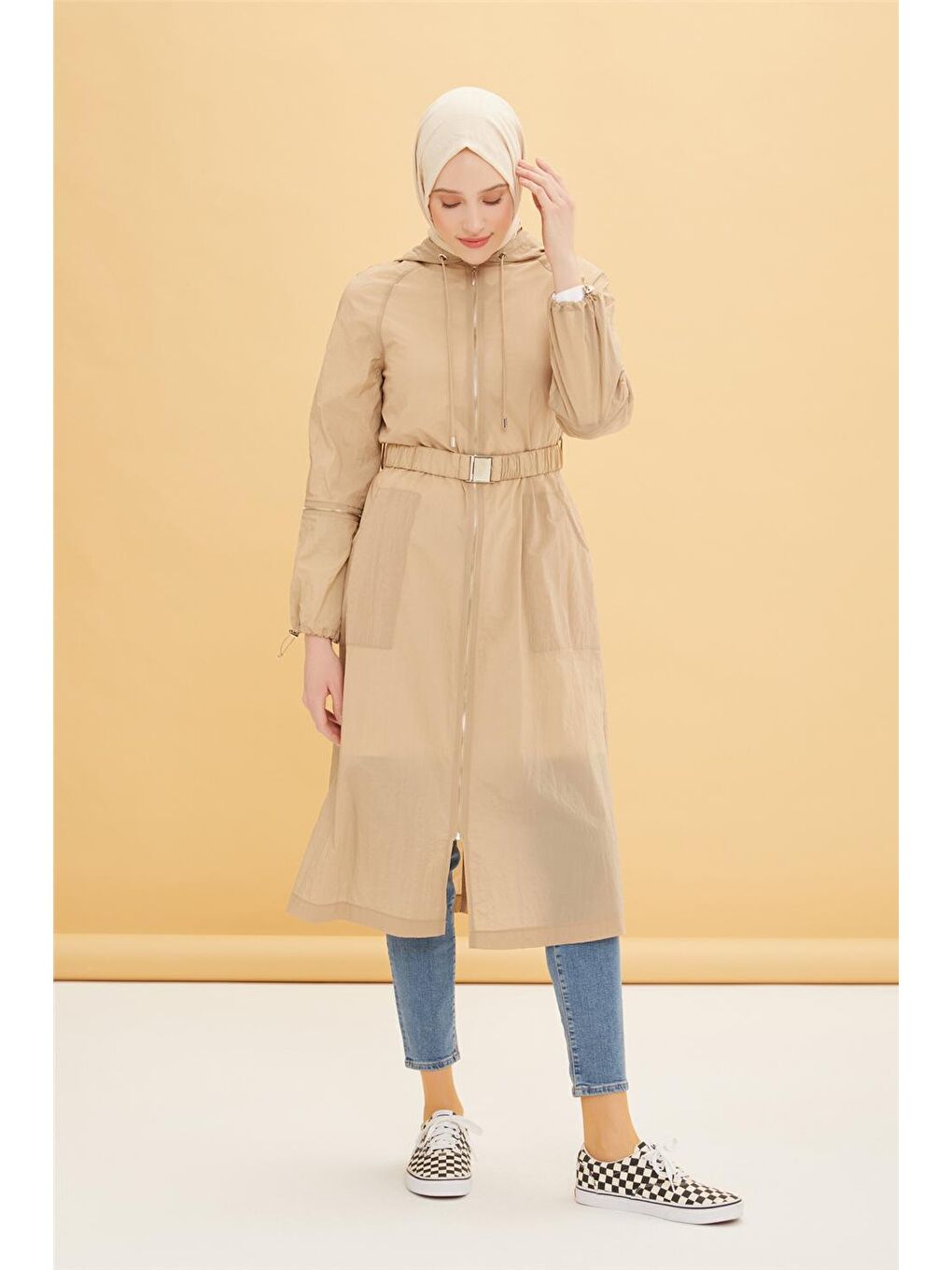 Sarı Kolu Çıkabilir Yağmurluk Kap 22K7615-2