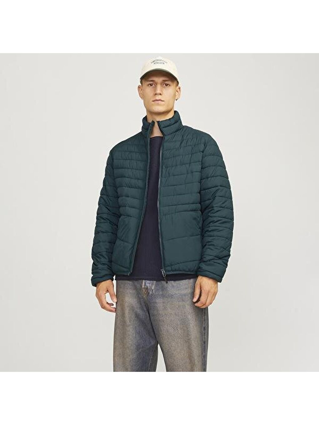Yeşil Jack&Jones State Packable Puffer Colar Erkek Siyah Dik Yaka Mont-4