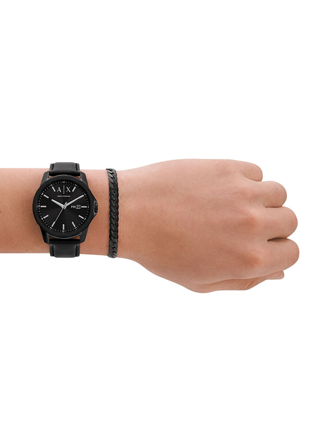 Siyah AX7147SET Erkek Kol Saati ve Bileklik Seti-4