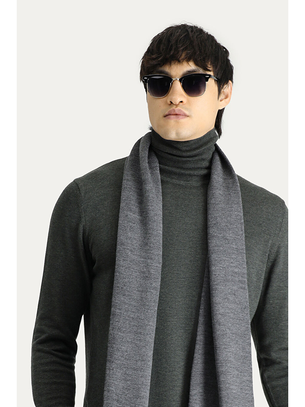 Antrasit Balıkçı Yaka Regular Fit Pamuklu Triko Büyük Beden Kazak-1