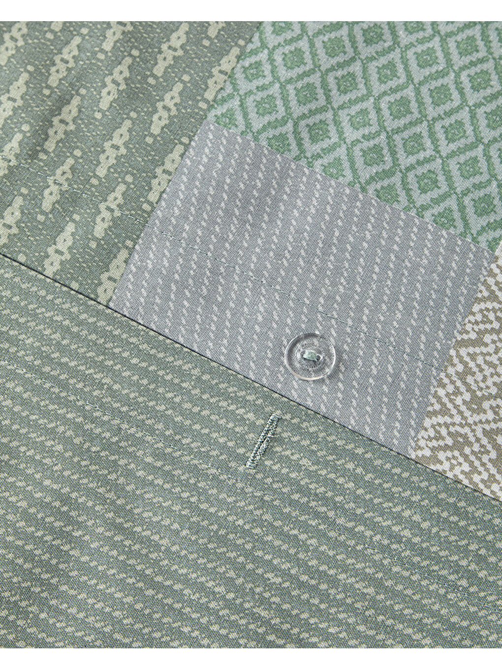 Modern Patch Pamuklu Ranforce Çift Kişilik Nevresim Takımı 200x220 cm Yeşil-5