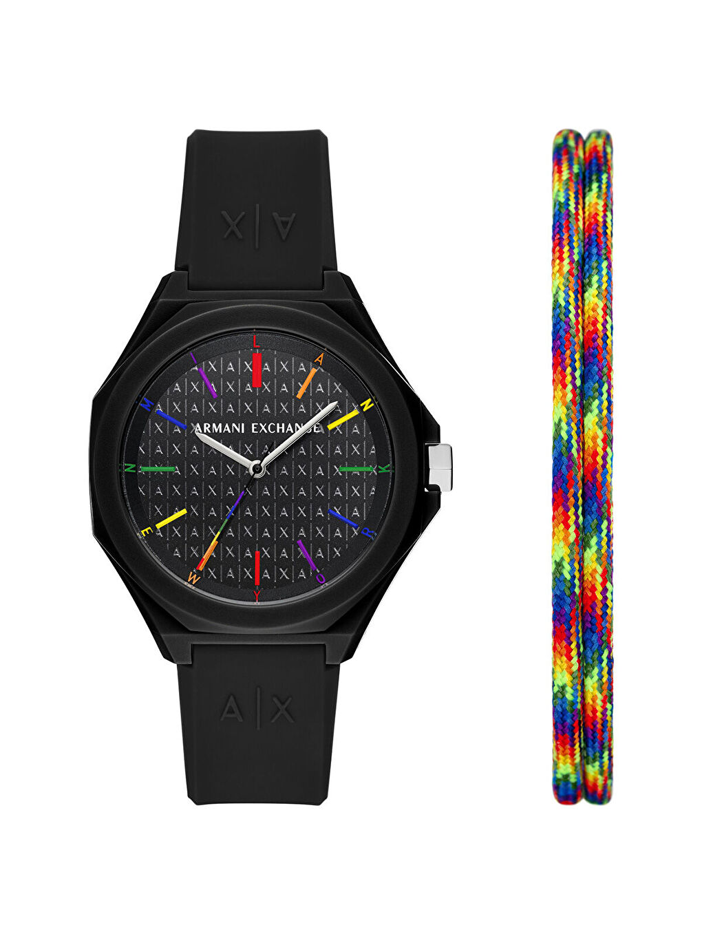 Siyah AX7158SET Kol Saati ve Bileklik Seti