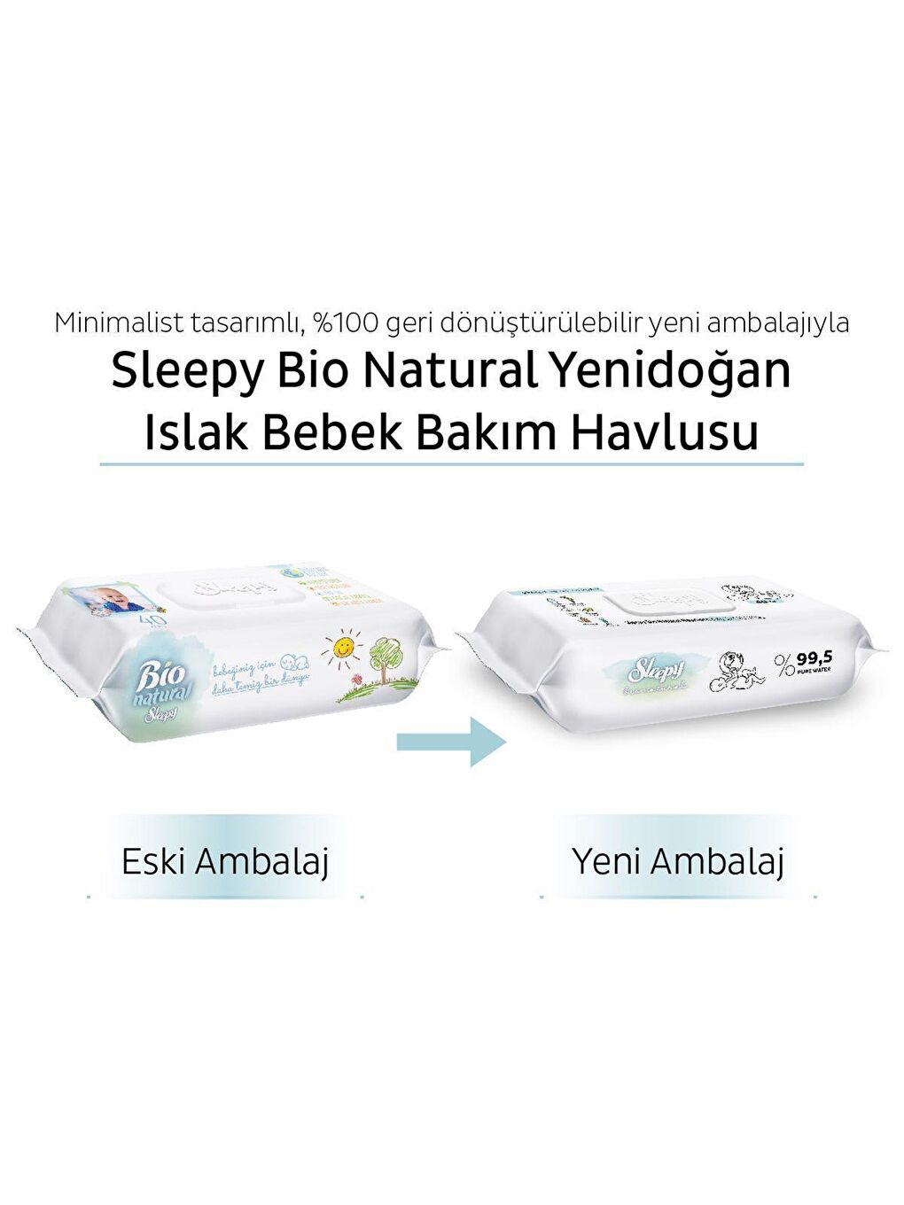 Sleepy Beyaz Bio Natural Yenidoğan Islak Bebek Bakım Havlusu 24x40 (960 Yaprak) - 6