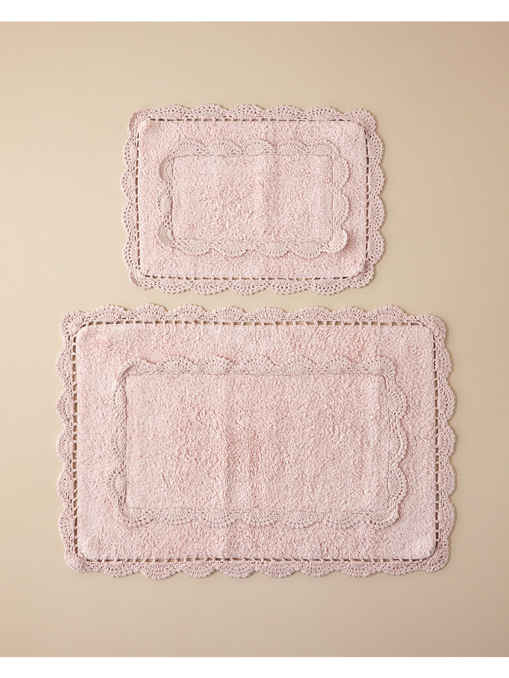 Romantic Pamuklu Banyo Paspası Seti Pembe