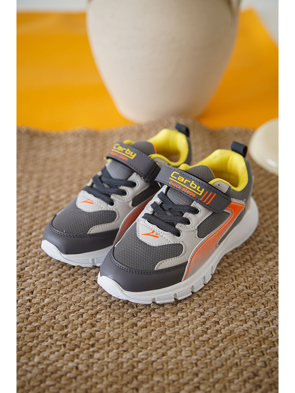 Gri D0132 Cırtlı Çocuk Unisex Sneaker Spor Ayakkabı