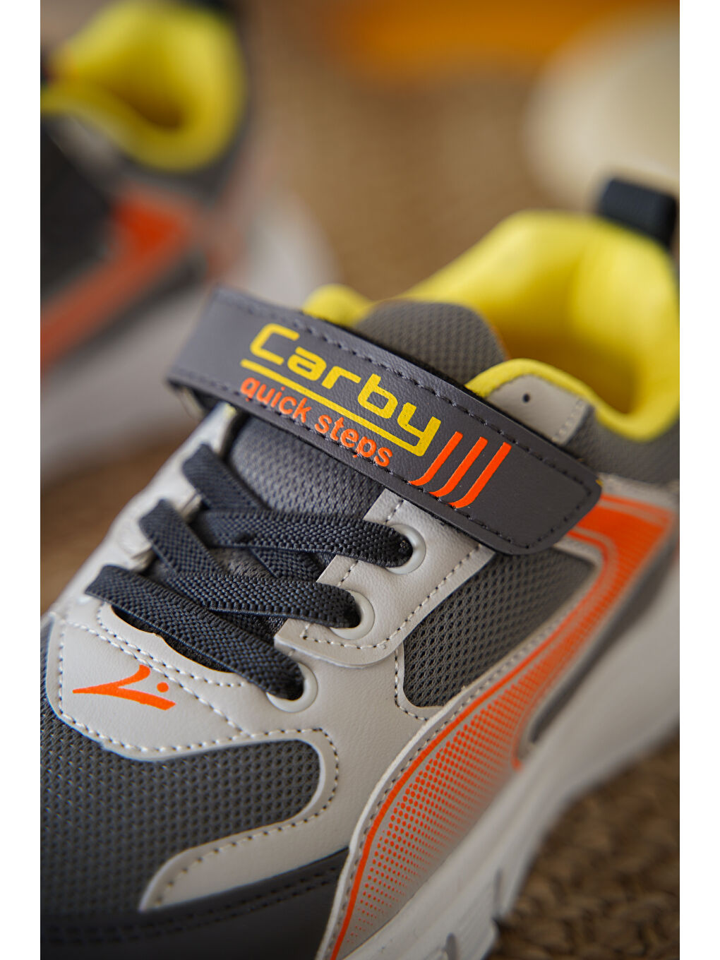 Gri D0132 Cırtlı Çocuk Unisex Sneaker Spor Ayakkabı-2