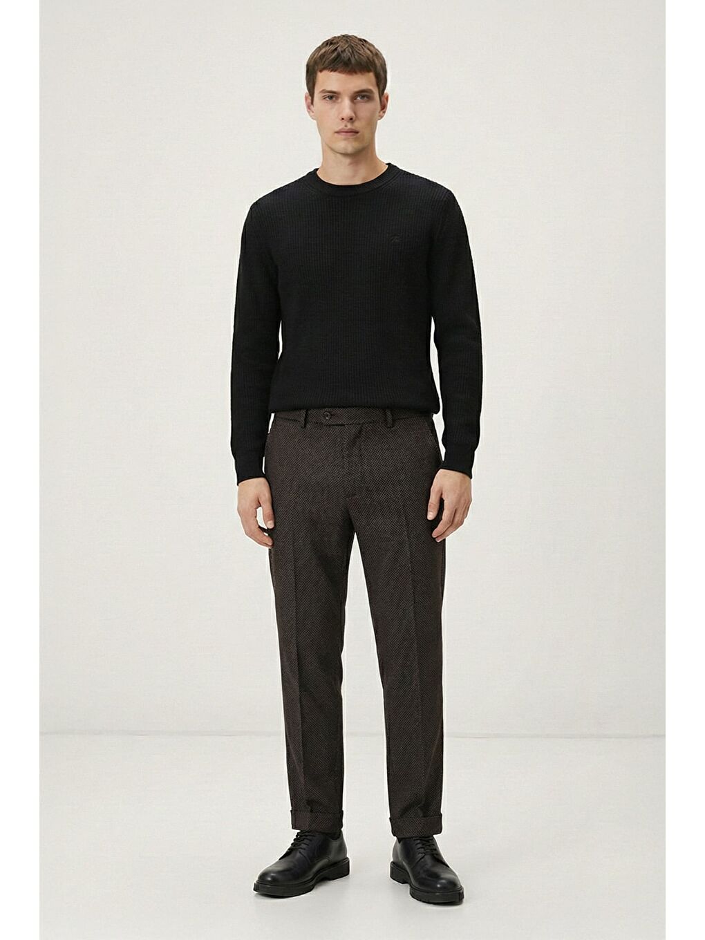 Kahverengi Giotelli Kahve Dokuma Kumaş Normal Bel Standart Boy Erkek Pantolon-1