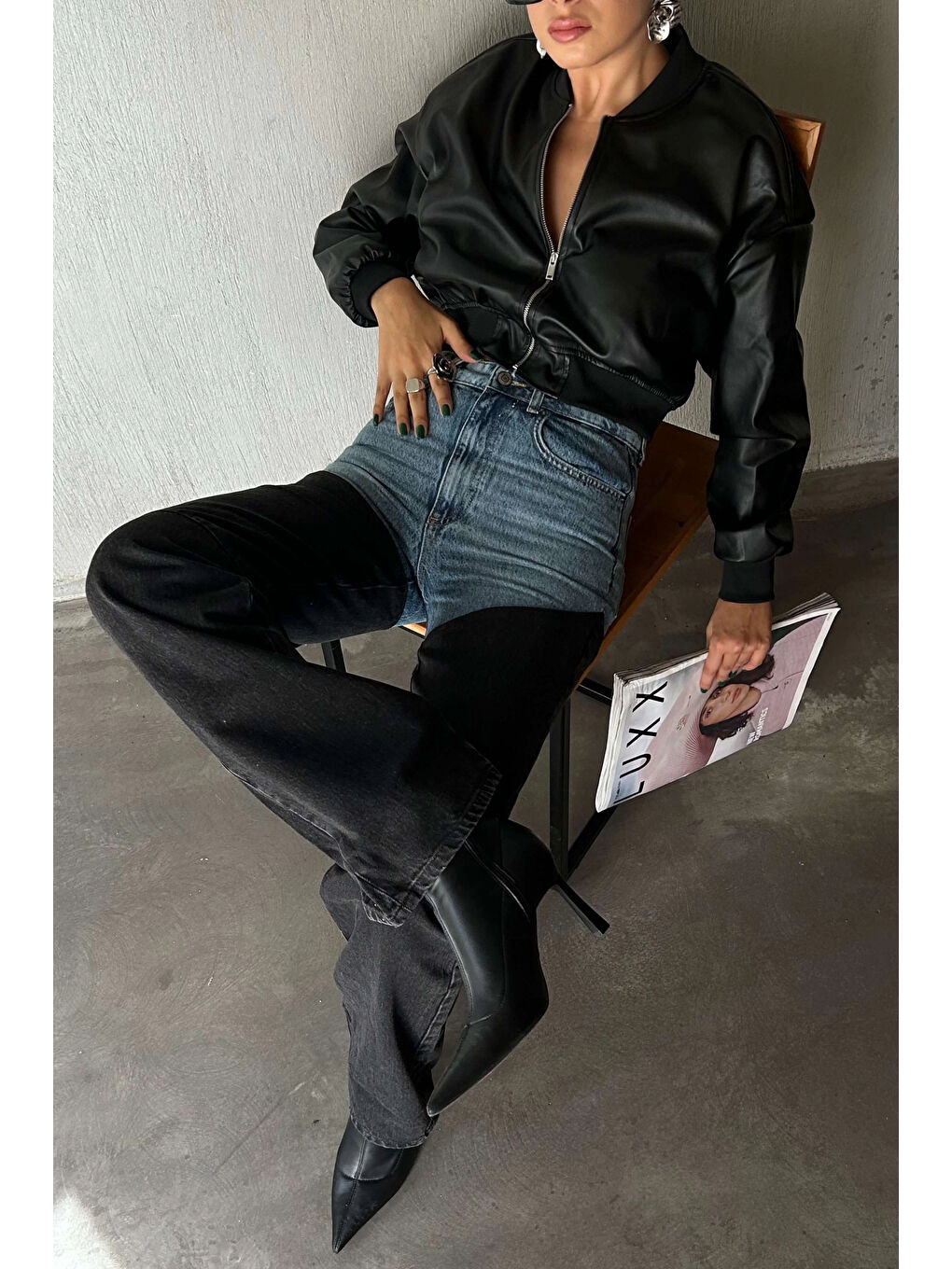 Karışık Kadın Mavi Çift Renk Jean Pantolon 1037-3701-2