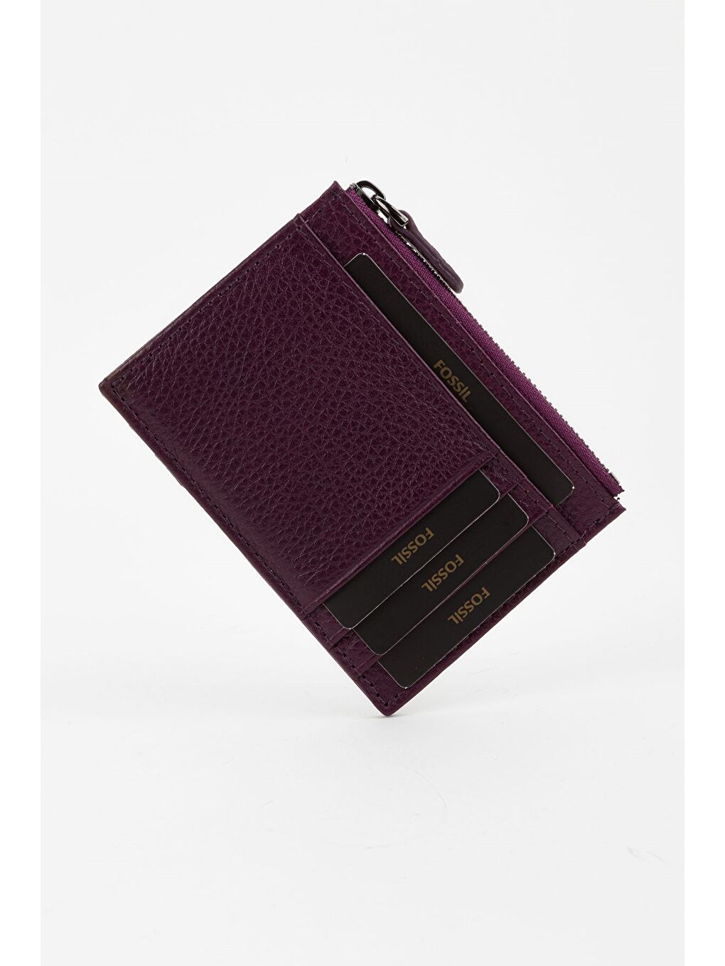 Mürdüm Kutulu Hakiki Deri Fermuar Detaylı Kırmızı Unisex El Portföyü Kartlık Cüzdan-1