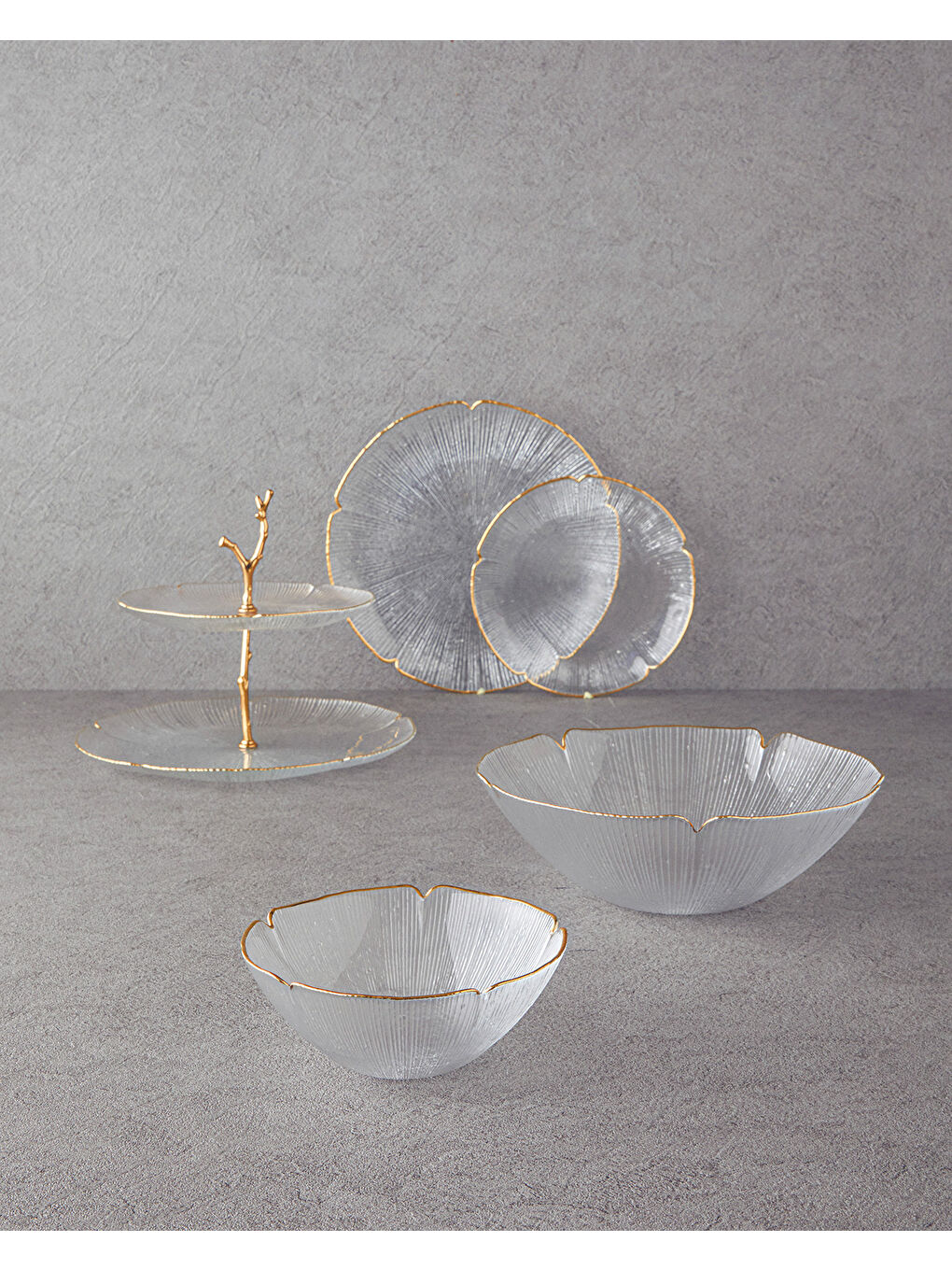 English Home Sari Siana Cam Servis Tabağı 28 cm Gold - 3