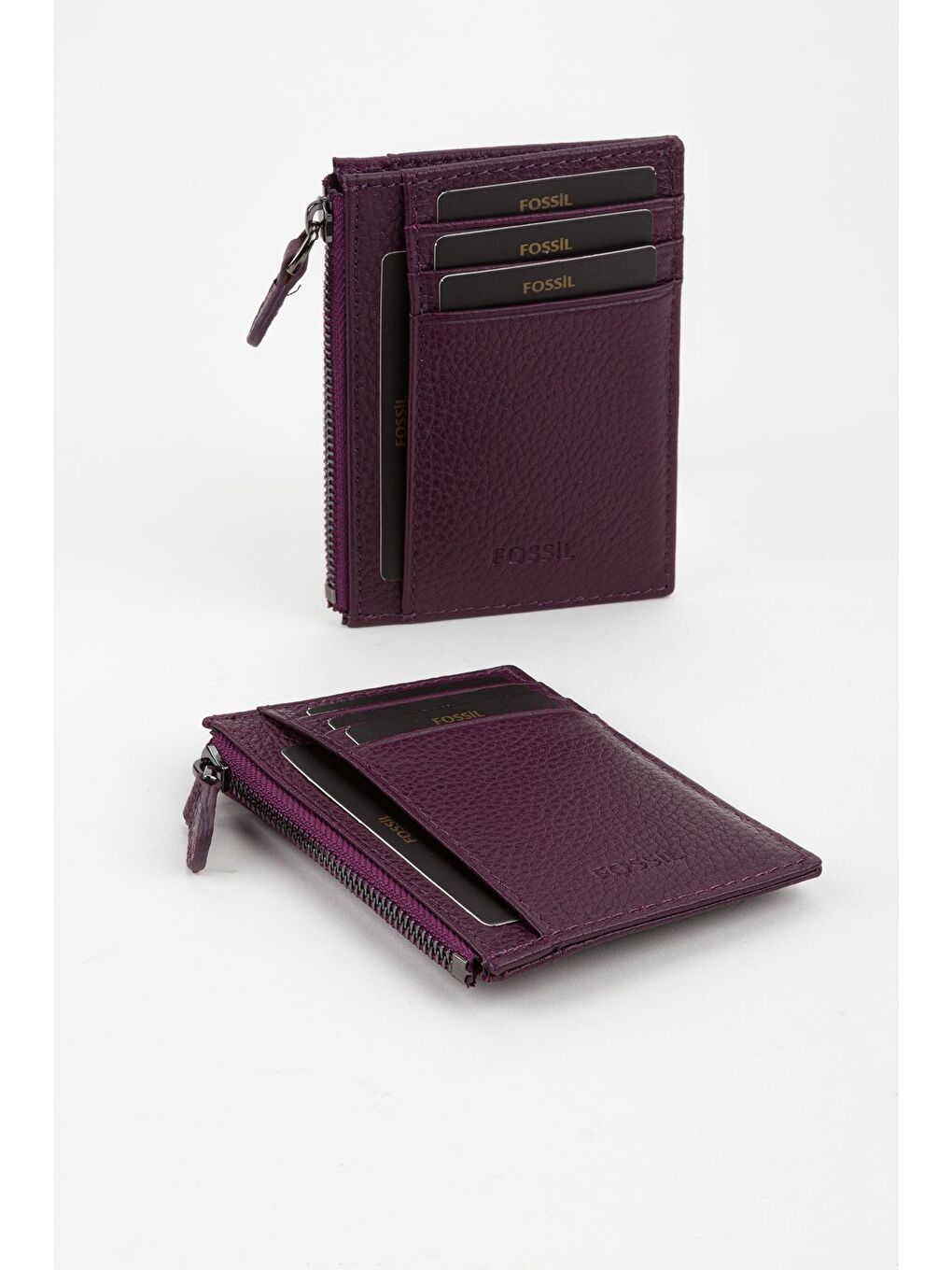 Mürdüm Kutulu Hakiki Deri Fermuar Detaylı Kırmızı Unisex El Portföyü Kartlık Cüzdan-4