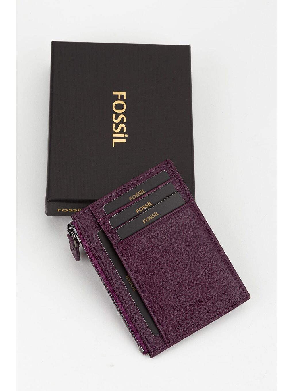 Mürdüm Kutulu Hakiki Deri Fermuar Detaylı Kırmızı Unisex El Portföyü Kartlık Cüzdan-6