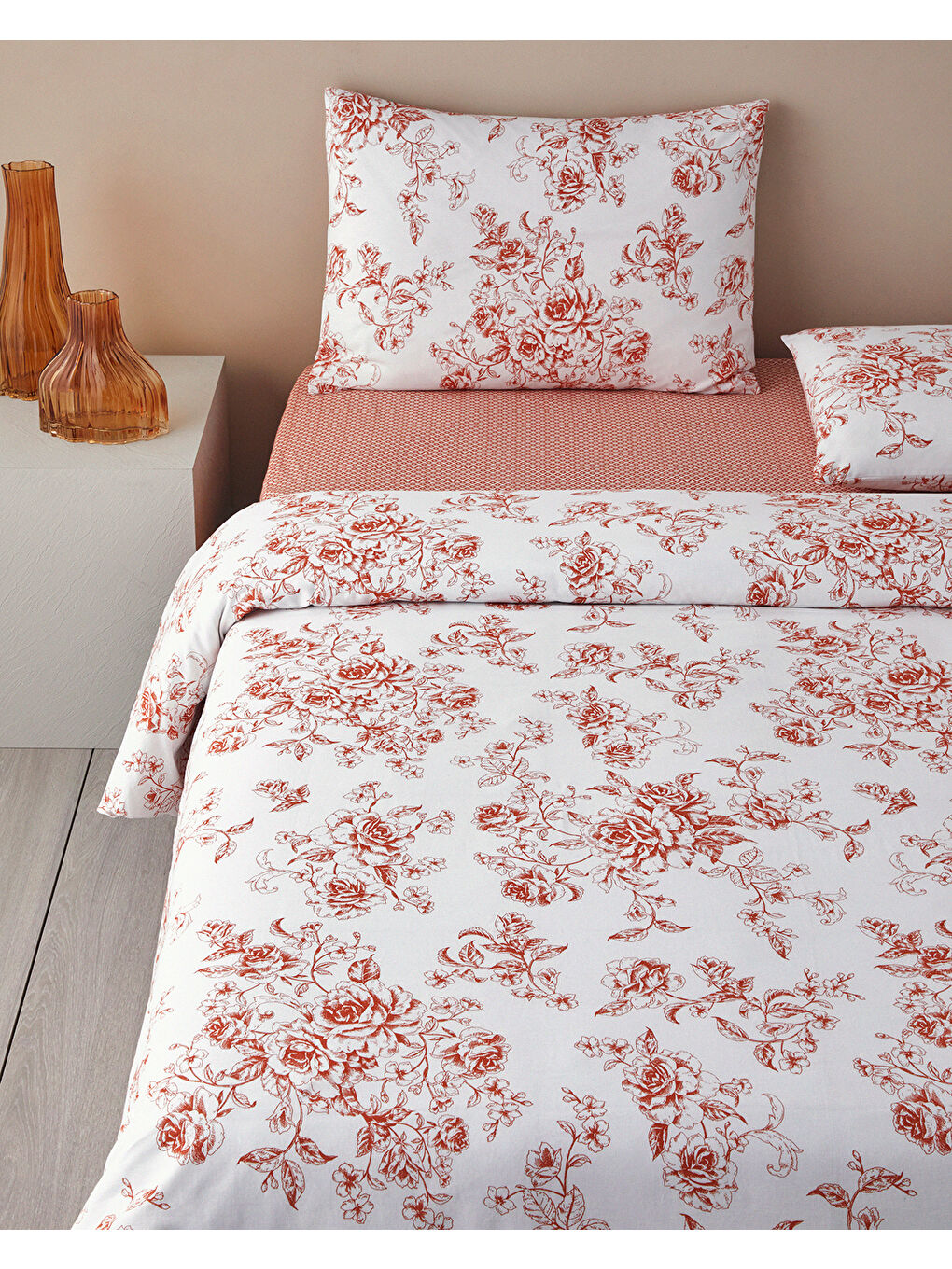 Rosey Violen Pamuklu Ranforce King Size Nevresim Takımı 240x220 cm Turuncu-1