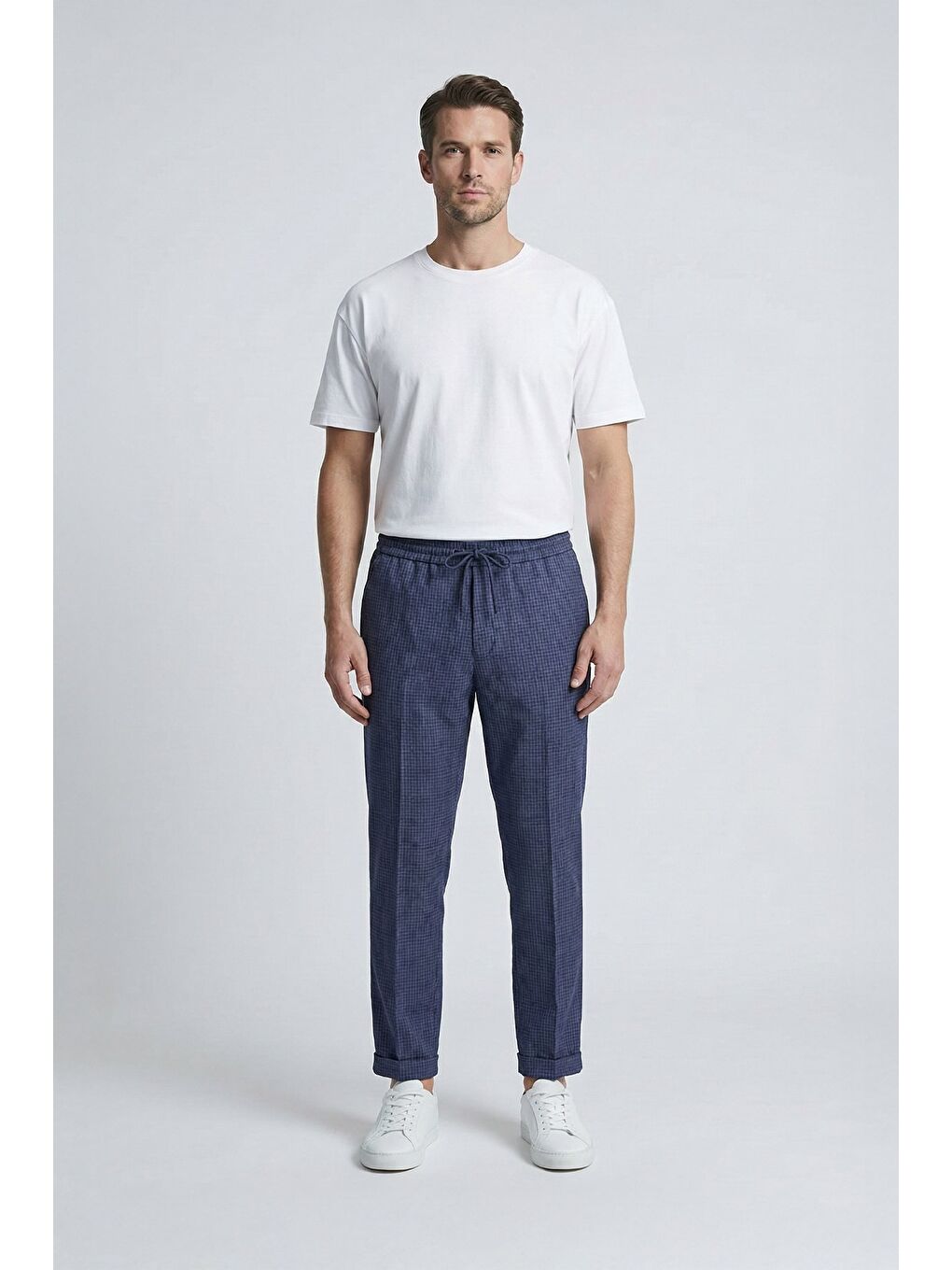 Giotelli Erkek Klasik Lacivert Yün Dokuma Kumaş Normal Bel Standart Boy Pantolon-1