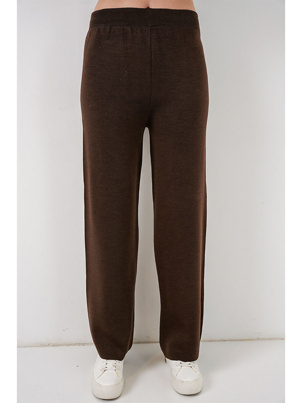 Kadın Nakışlı Triko Hırka Pantolon İkili Takım 15963 - Kahverengi-1