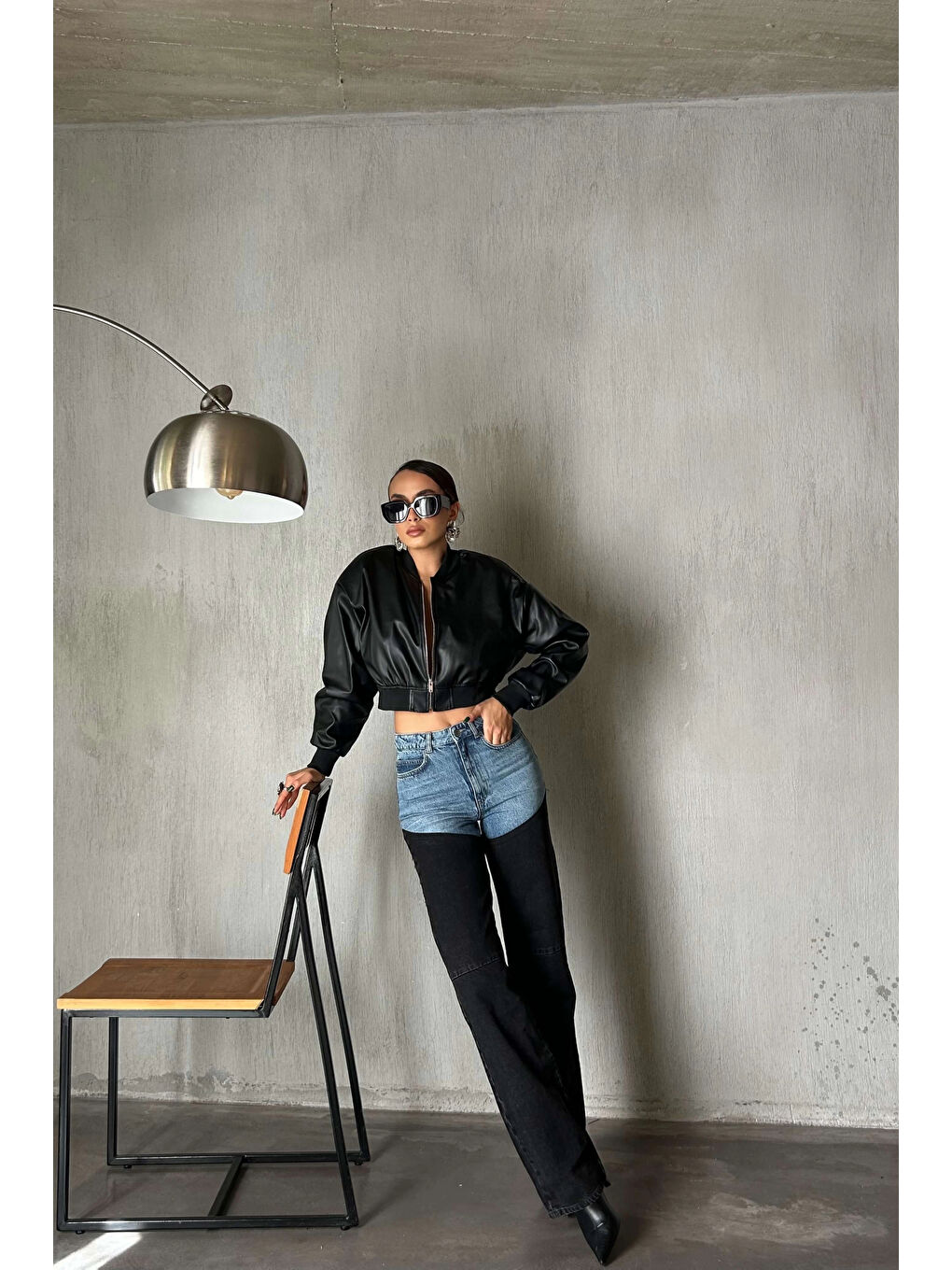 Karışık Kadın Mavi Çift Renk Jean Pantolon 1037-3701-4