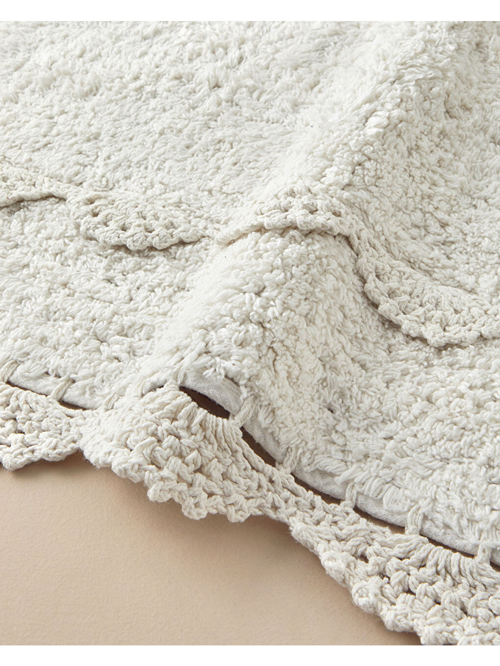 Romantic Pamuklu Banyo Paspası Seti Ekru-1