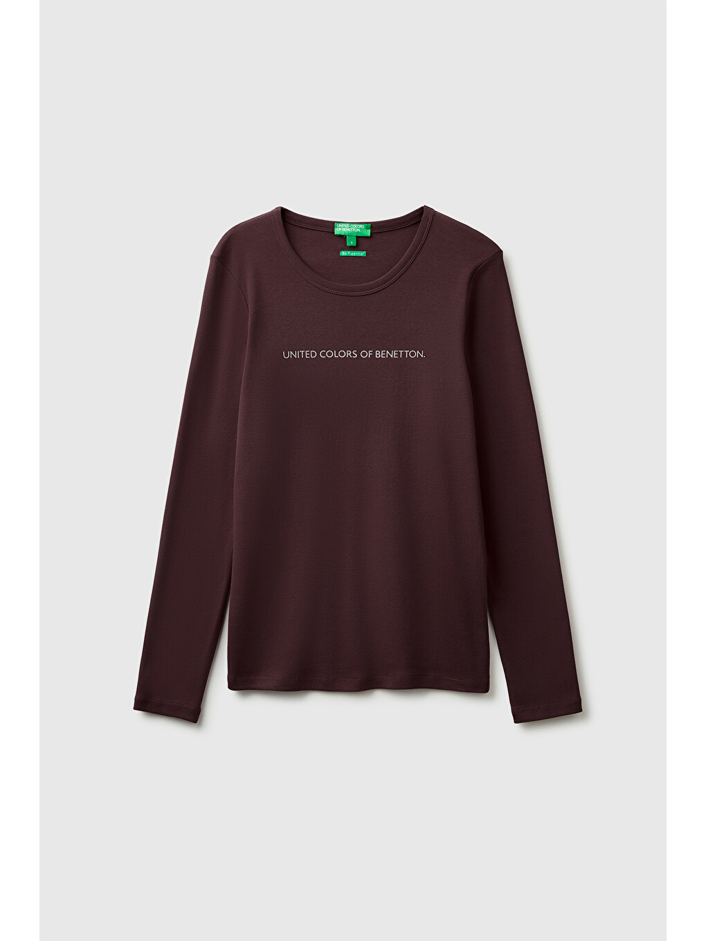 Kadın Kahverengi %100 Pamuk Regular Fit Ribanalı Uzun Kollu T-shirt