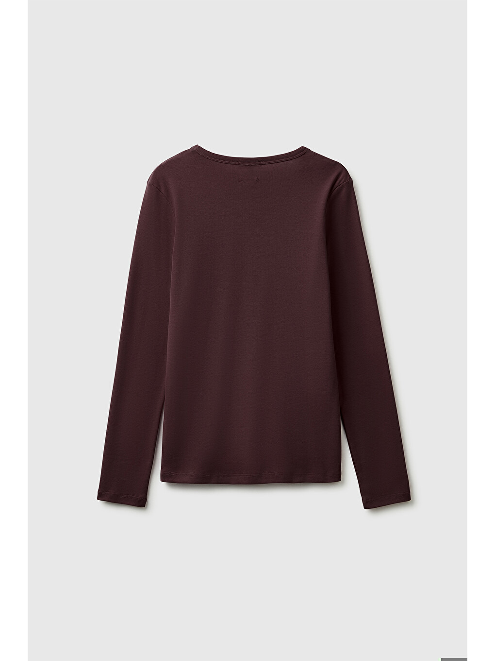 Kadın Kahverengi %100 Pamuk Regular Fit Ribanalı Uzun Kollu T-shirt-1