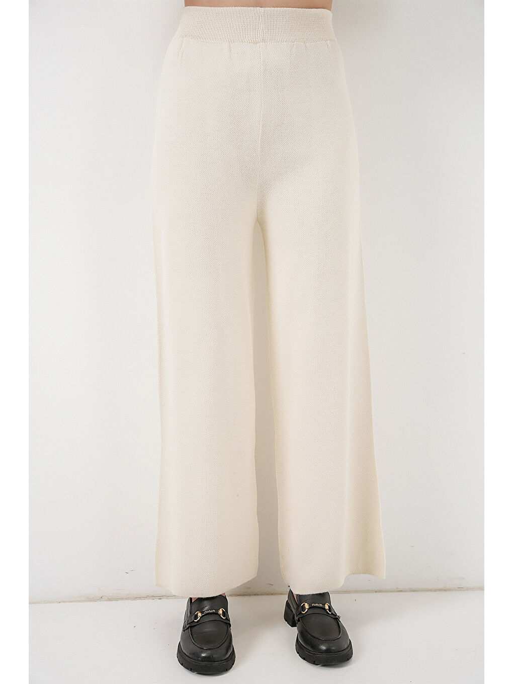 Kadın Nakışlı Triko Hırka Pantolon İkili Takım 15963 - Ekru-1