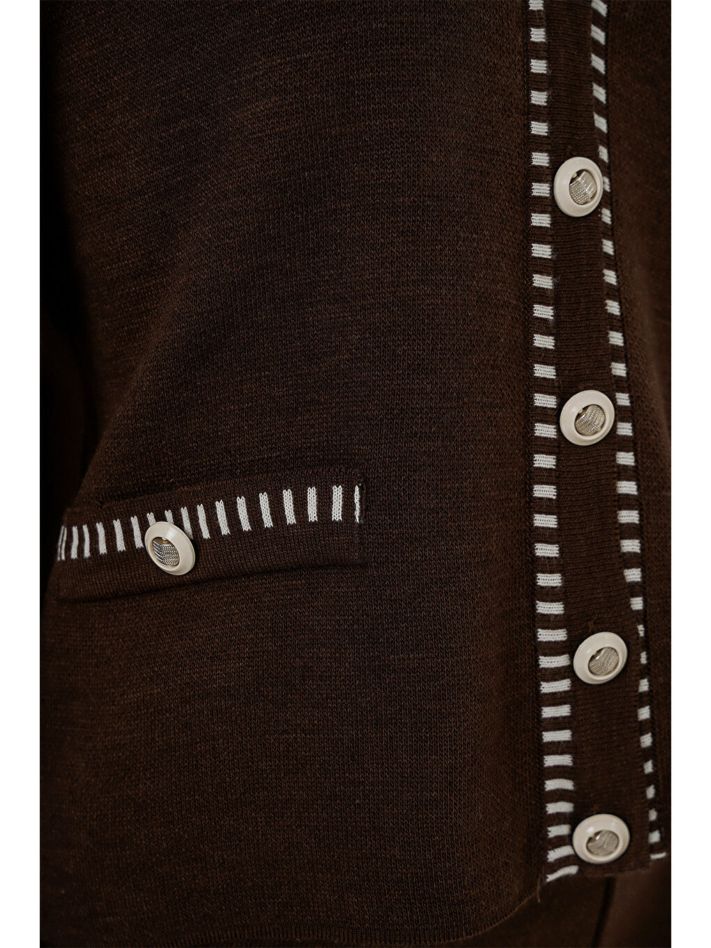 Kadın Nakışlı Triko Hırka Pantolon İkili Takım 15963 - Kahverengi-4