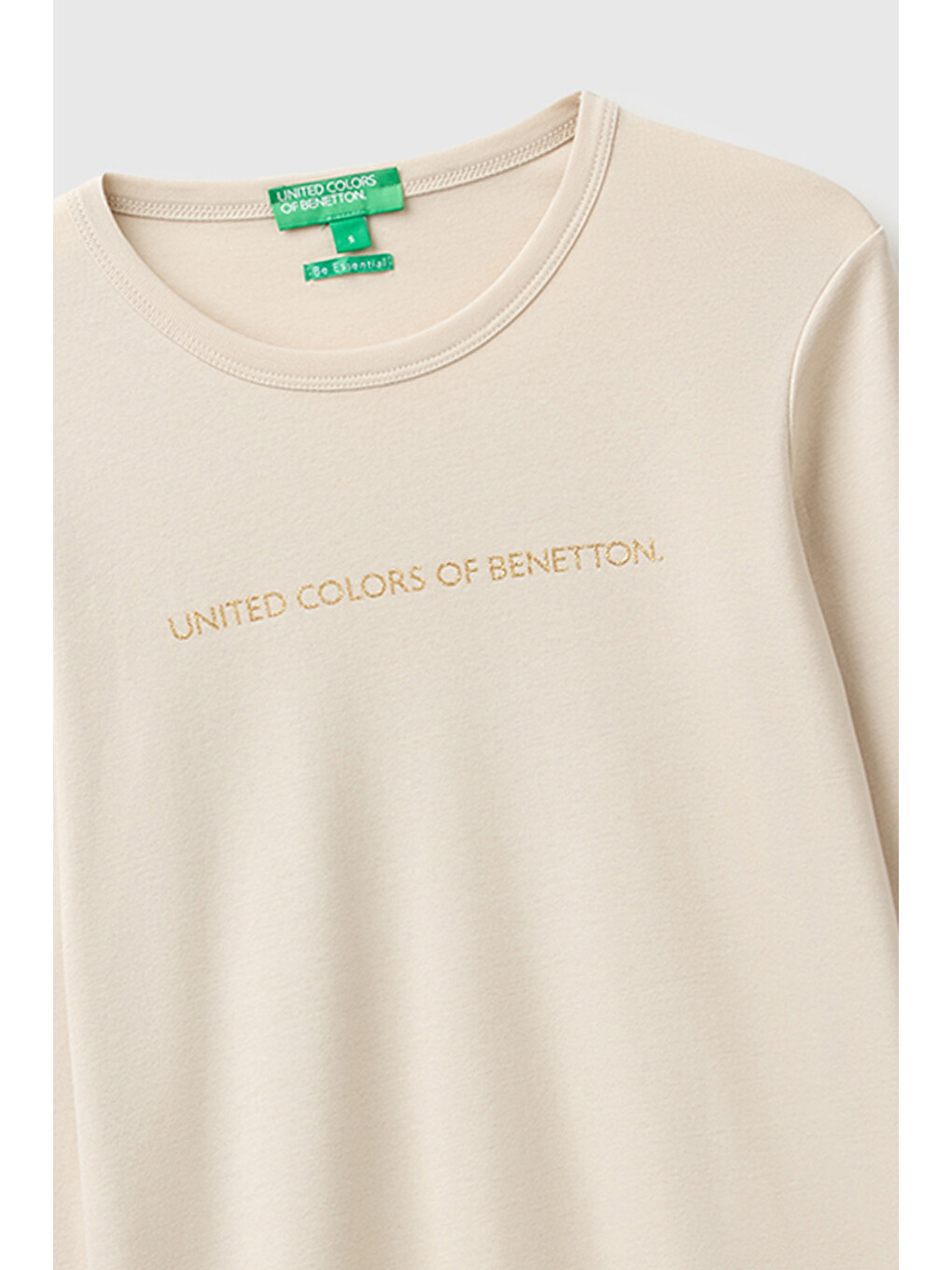Bej Kadın Taş %100 Pamuk Regular Fit Ribanalı Uzun Kollu T-shirt-3
