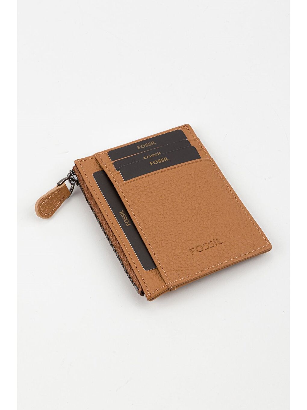 Kahverengi Kutulu Hakiki Deri Fermuar Detaylı Kırmızı Unisex El Portföyü Kartlık Cüzdan-1