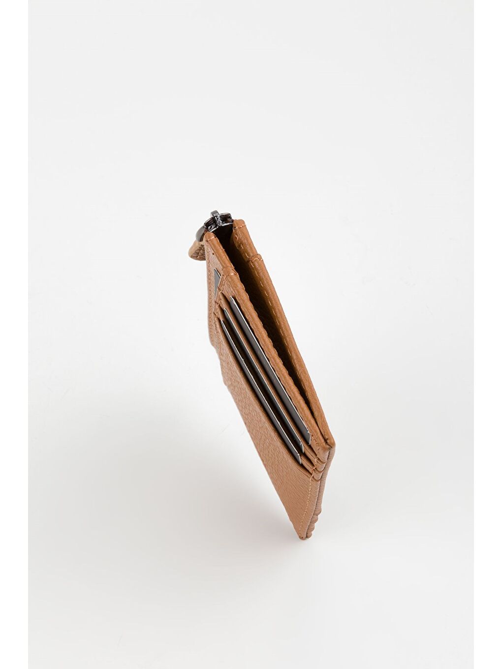 Kahverengi Kutulu Hakiki Deri Fermuar Detaylı Kırmızı Unisex El Portföyü Kartlık Cüzdan-4