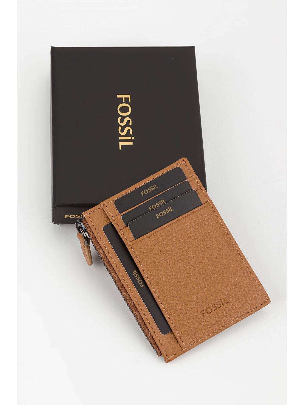 Kahverengi Kutulu Hakiki Deri Fermuar Detaylı Kırmızı Unisex El Portföyü Kartlık Cüzdan-6