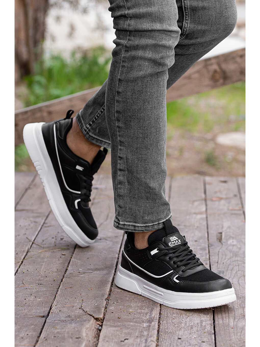 Siyah D2451 Günlük Ortopedik Erkek Sneaker Spor Ayakkabı-1