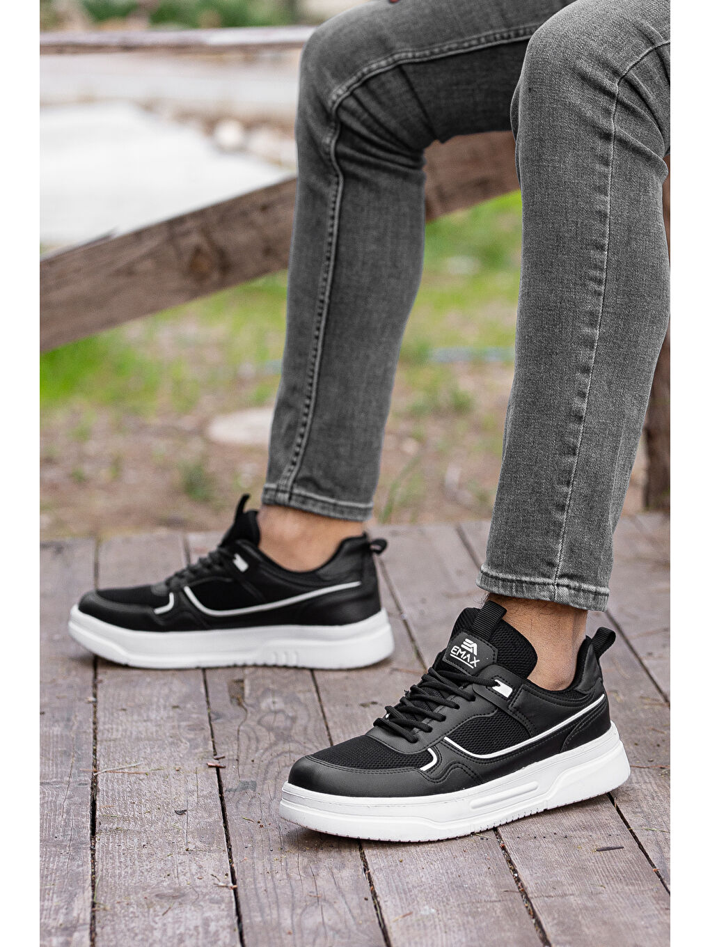 Siyah D2451 Günlük Ortopedik Erkek Sneaker Spor Ayakkabı-2