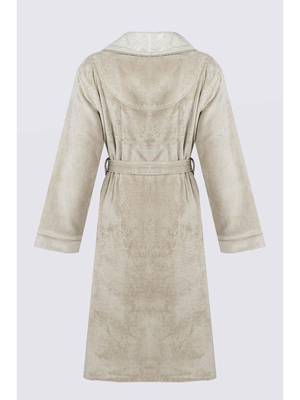 Masal Kadın Bornoz %100 Organik Pamuk El Nakışlı Bej-1